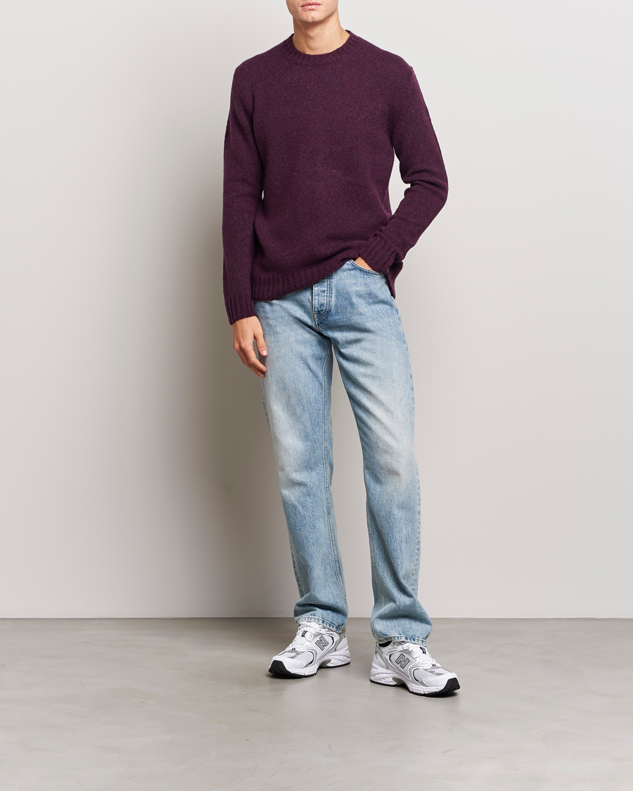 Uomini | Maglieria | NN07 | Lee Brushed Wool Crew Neck Plum