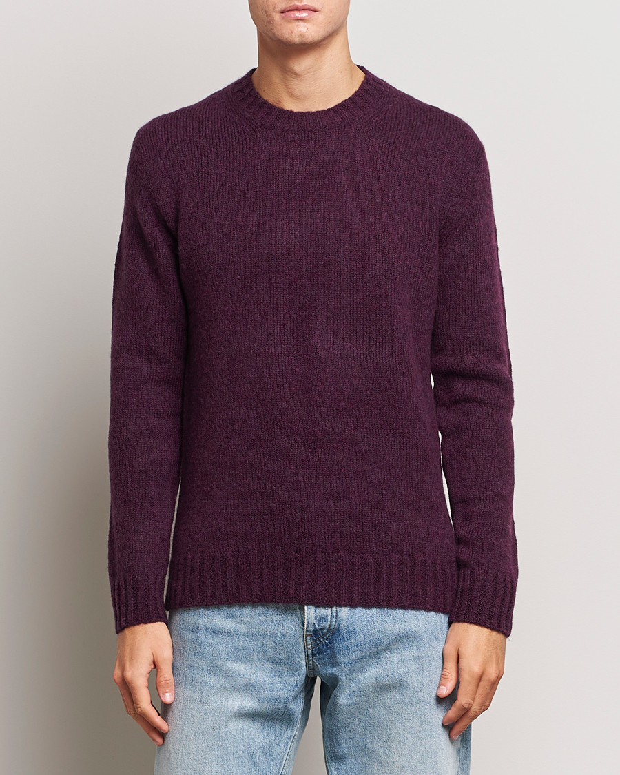 Uomini | Maglieria | NN07 | Lee Brushed Wool Crew Neck Plum