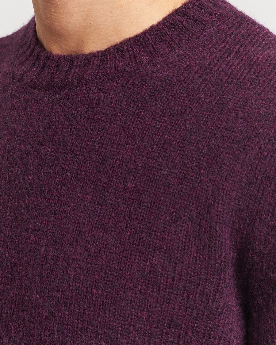 Uomini | Maglieria | NN07 | Lee Brushed Wool Crew Neck Plum