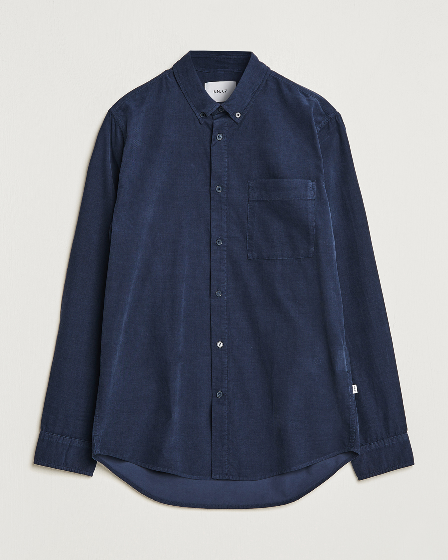 Uomini | Camicie | NN07 | Arne Baby Cord Shirt Navy Blue