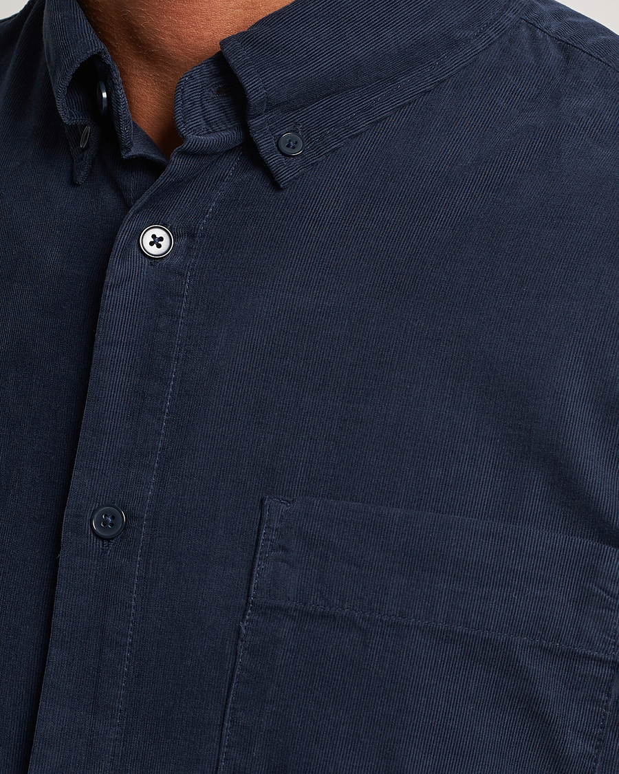 Uomini | Camicie | NN07 | Arne Baby Cord Shirt Navy Blue
