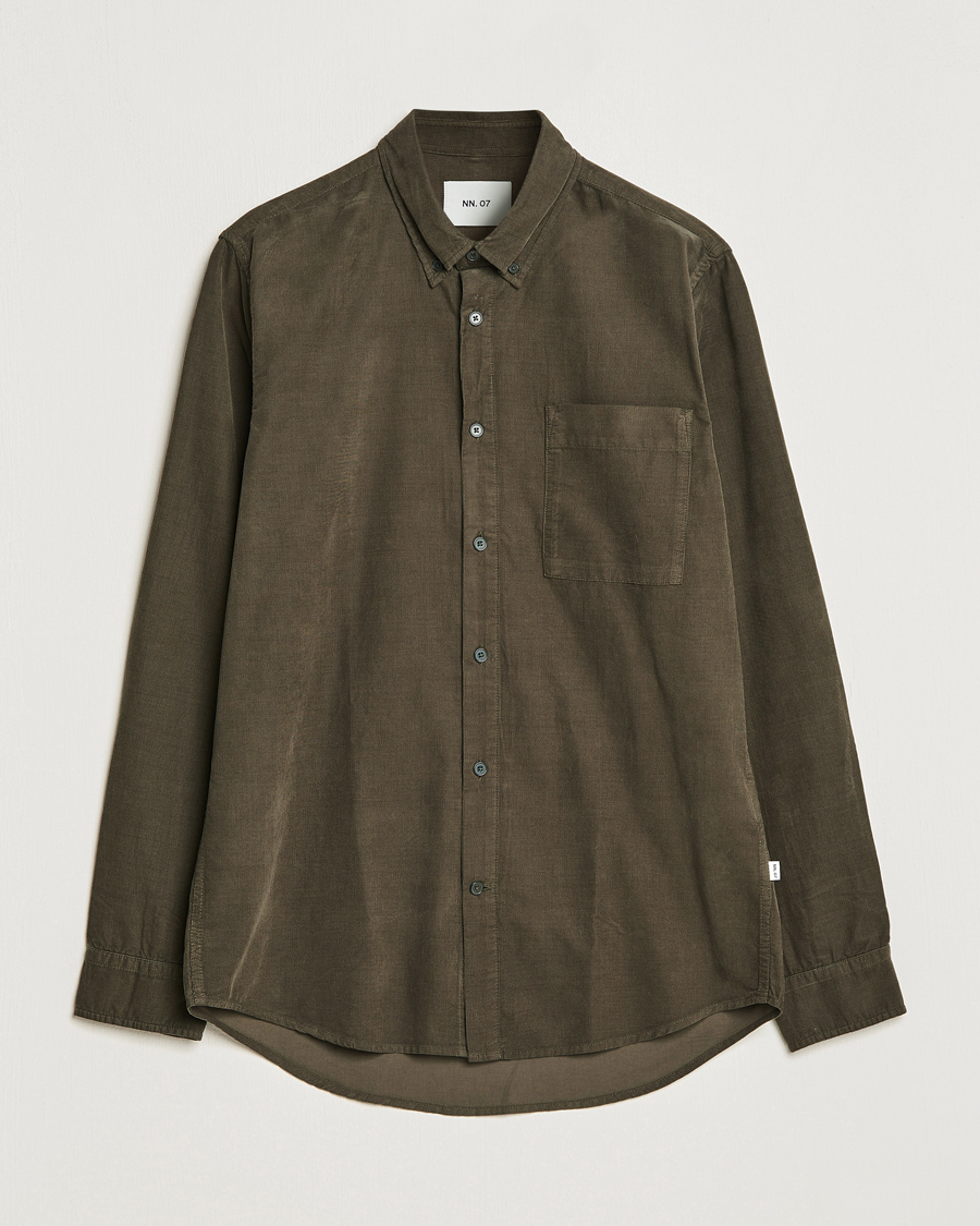Uomini | Camicie | NN07 | Arne Baby Cord Shirt Dark Army