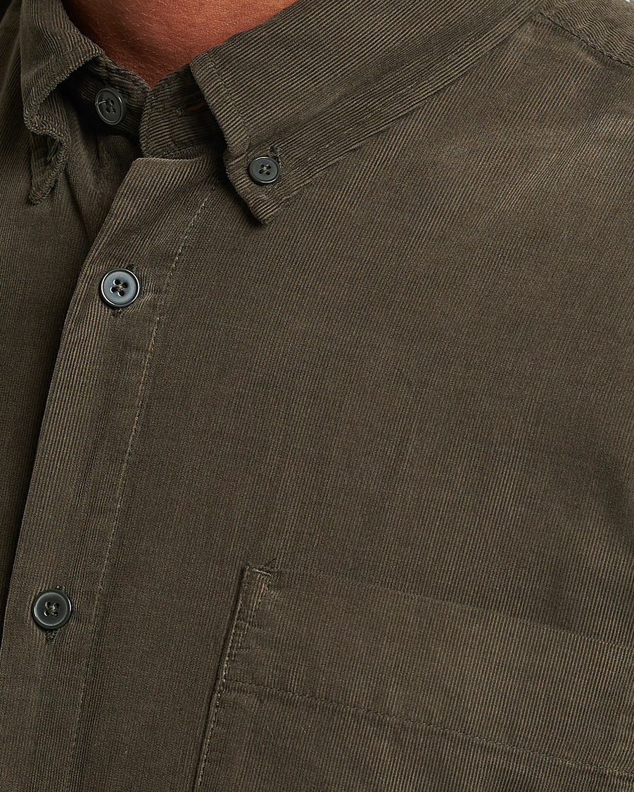 Uomini | Camicie | NN07 | Arne Baby Cord Shirt Dark Army