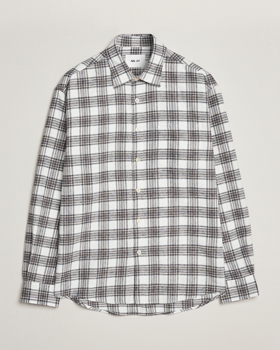 Uomini | Camicie | NN07 | Deon Brushed Flannel Checked Shirt Cream/Brown