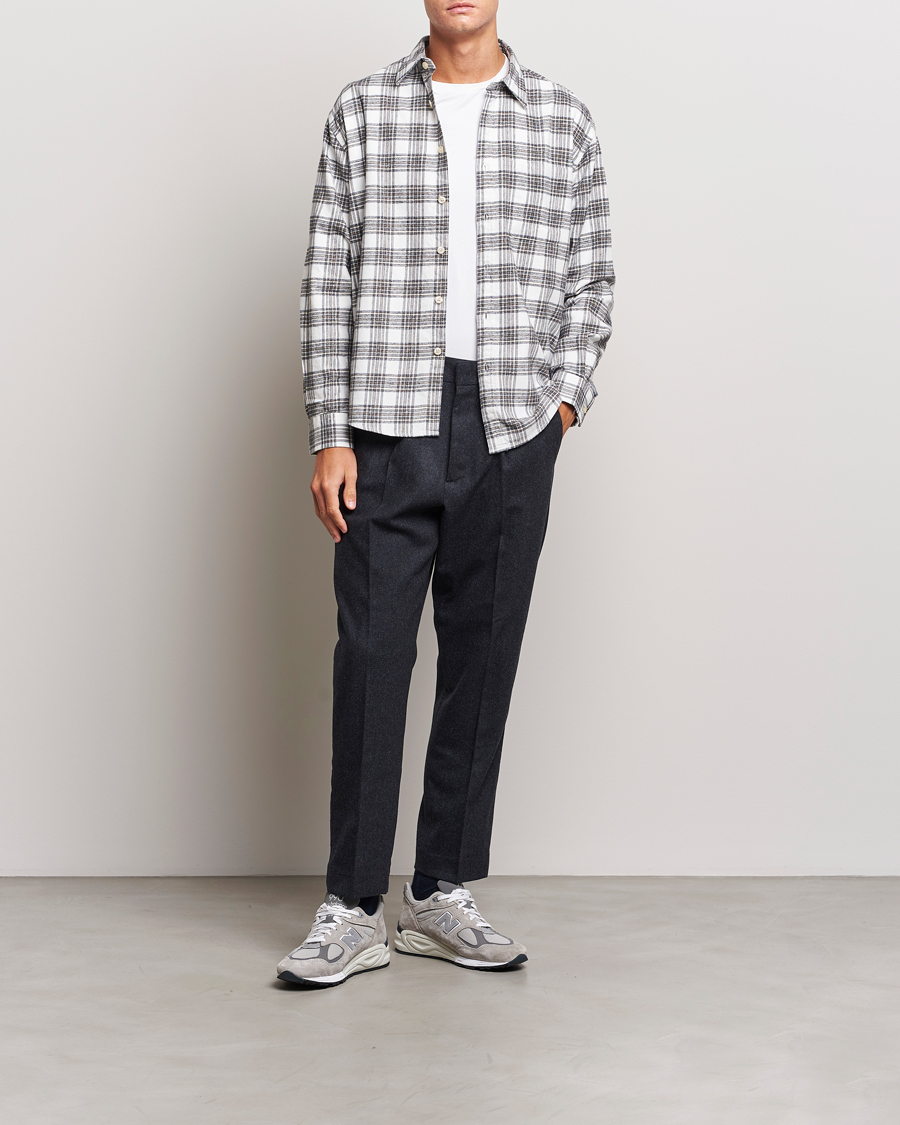 Uomini | Camicie | NN07 | Deon Brushed Flannel Checked Shirt Cream/Brown