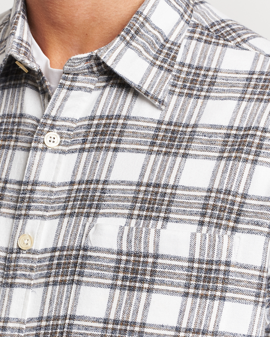 Uomini | Camicie | NN07 | Deon Brushed Flannel Checked Shirt Cream/Brown