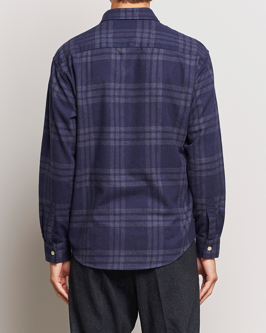 Uomini | Camicie | NN07 | Deon Brushed Flannel Checked Shirt Navy Blue