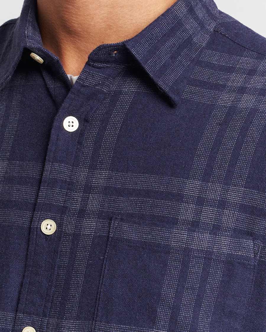 Uomini | Camicie | NN07 | Deon Brushed Flannel Checked Shirt Navy Blue