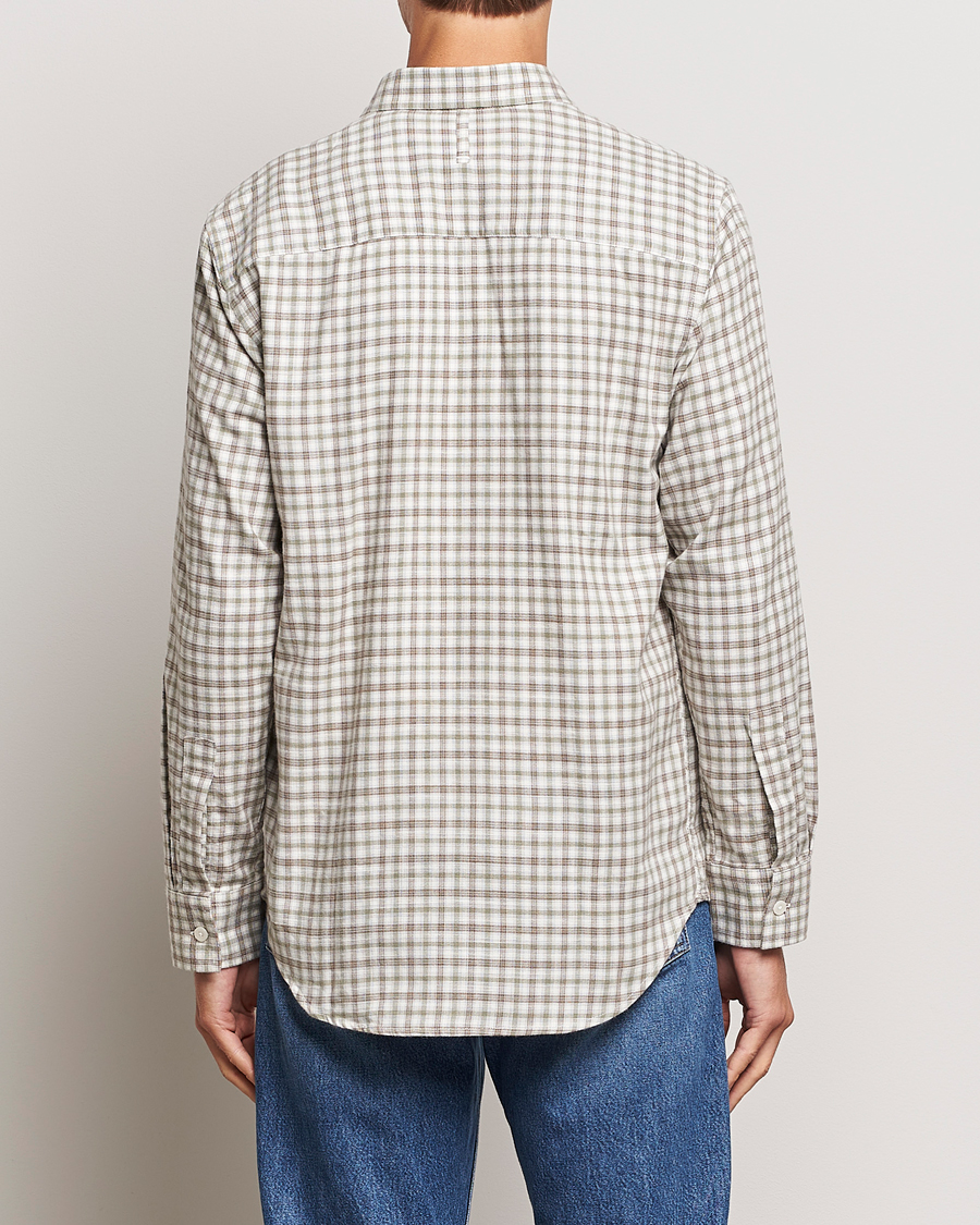 Uomini | Camicie | NN07 | Cohen Brushed Flannel Checked Shirt Green/Cream