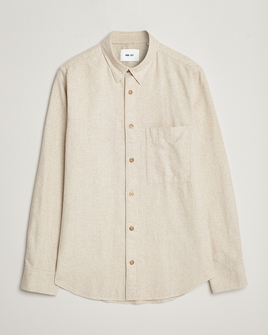 Uomini | Camicie | NN07 | Cohen Brushed Flannel Shirt Off White