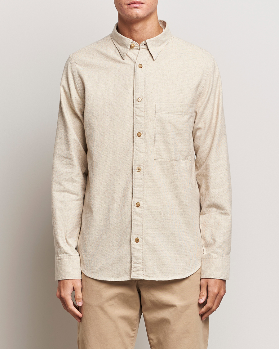 Uomini | Camicie | NN07 | Cohen Brushed Flannel Shirt Off White