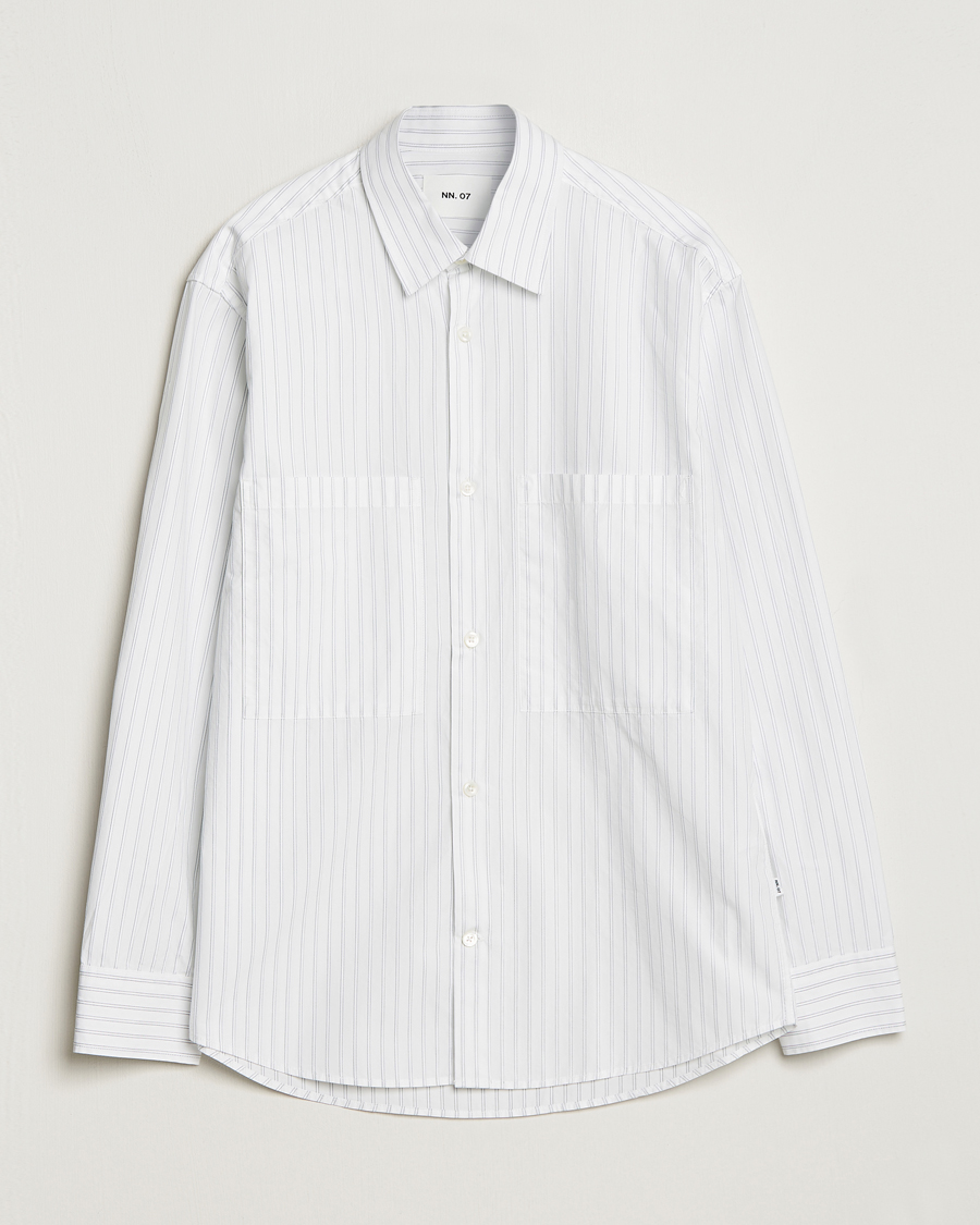 Uomini | Camicie | NN07 | Freddie Poplin Striped Shirt White/Black