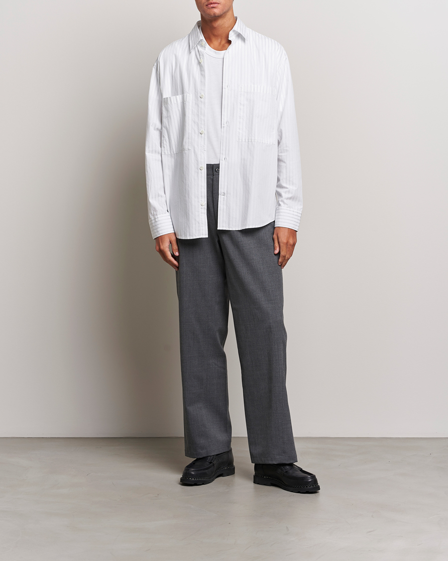 Uomini | Camicie | NN07 | Freddie Poplin Striped Shirt White/Black