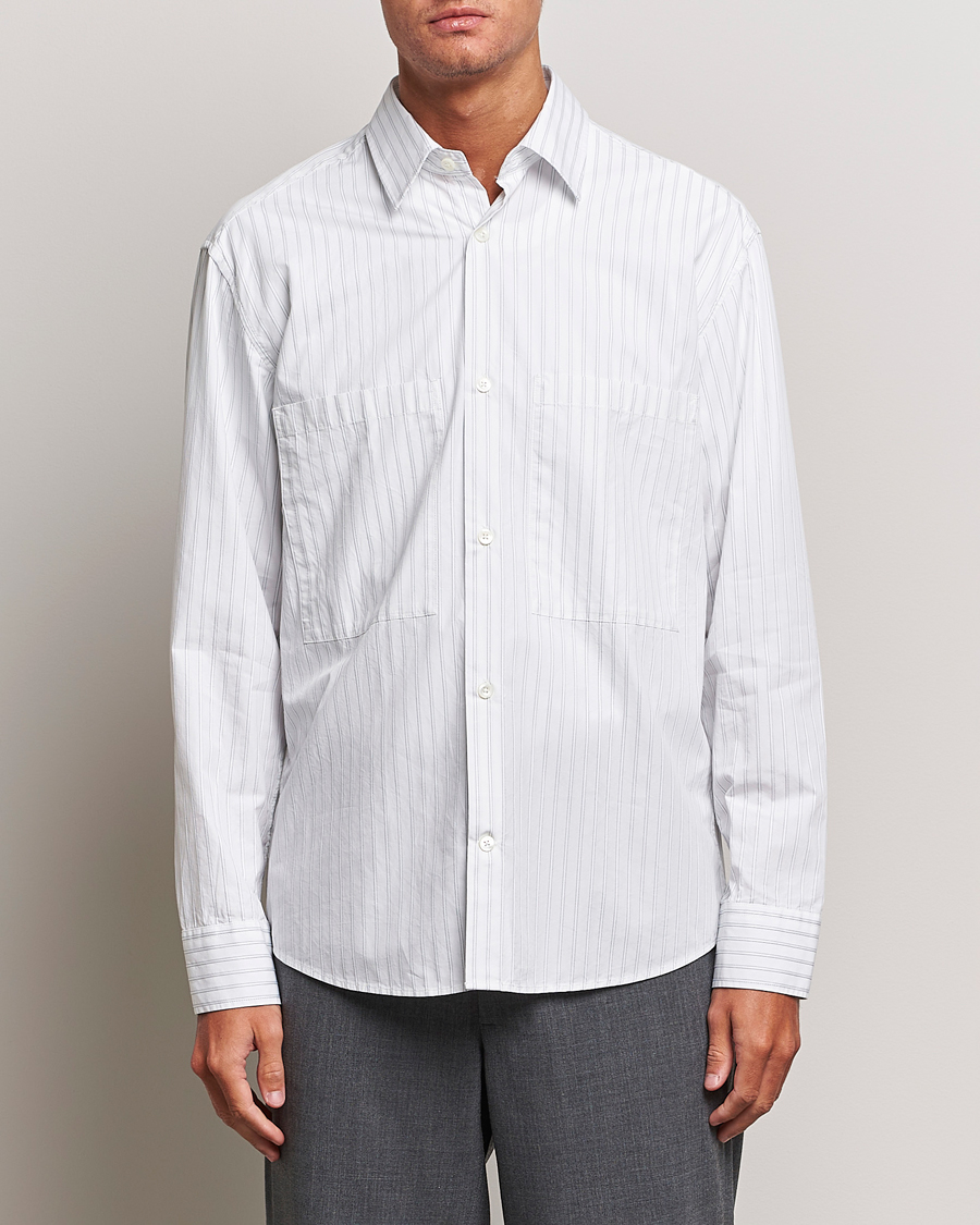Uomini | Camicie | NN07 | Freddie Poplin Striped Shirt White/Black