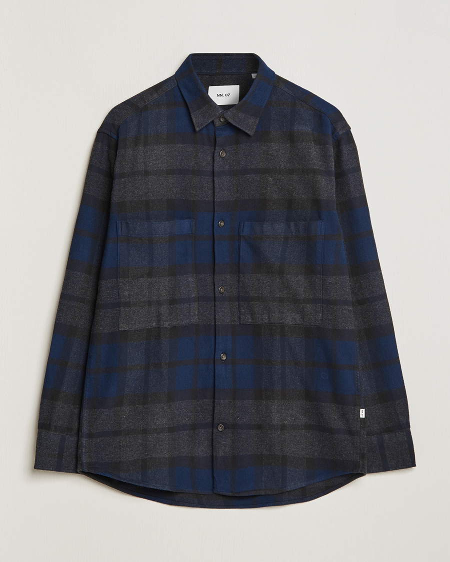 Uomini | Camicie | NN07 | Freddie Checked Overshirt Navy/Grey