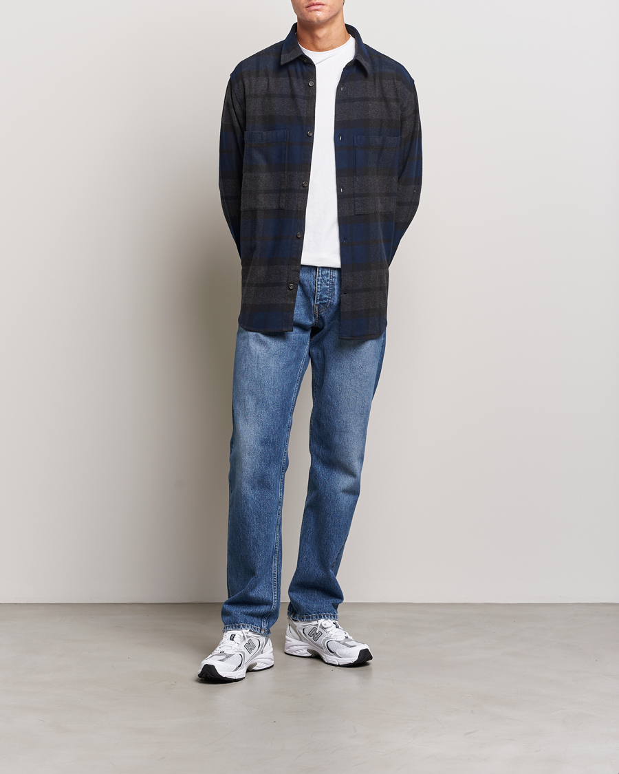 Uomini | Camicie | NN07 | Freddie Checked Overshirt Navy/Grey
