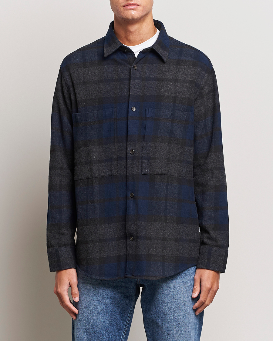 Uomini | Camicie | NN07 | Freddie Checked Overshirt Navy/Grey