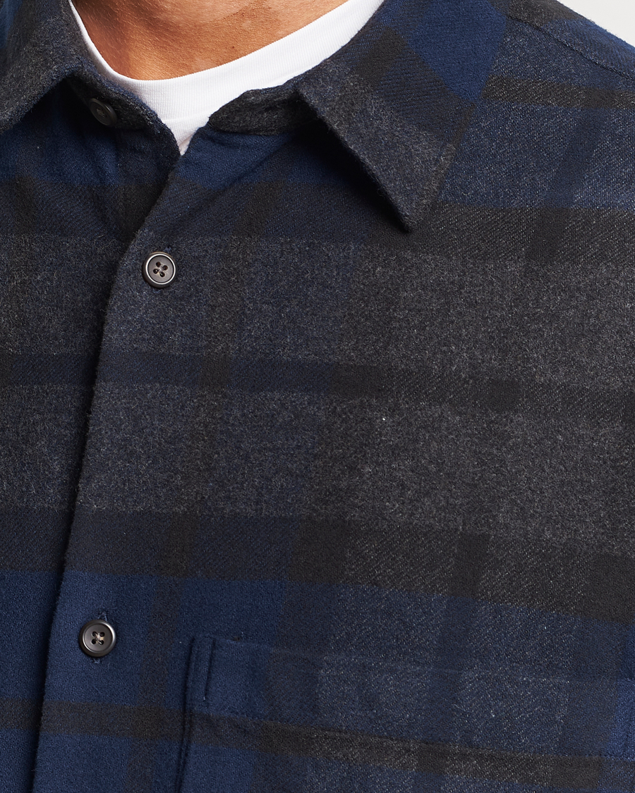 Uomini | Camicie | NN07 | Freddie Checked Overshirt Navy/Grey