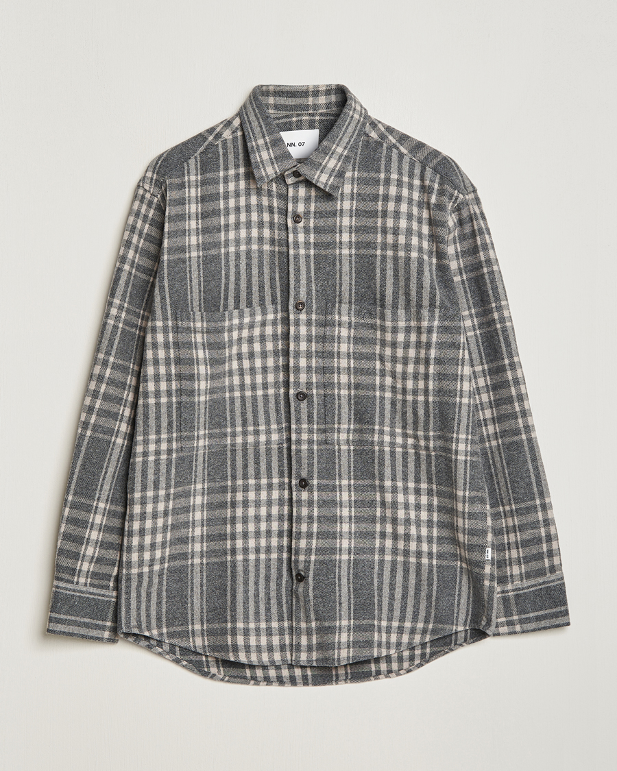 Uomini | Camicie | NN07 | Freddie Checked Overshirt Grey/Cream
