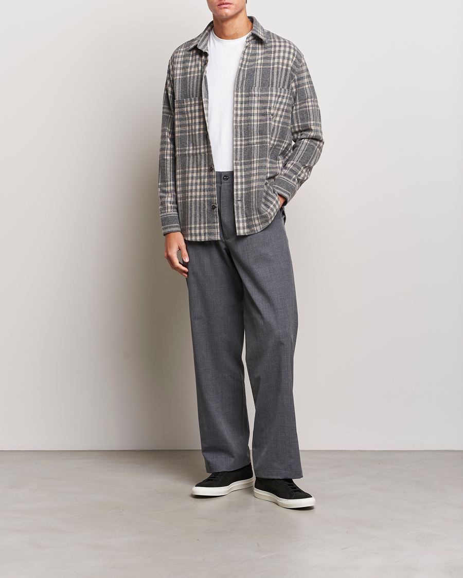 Uomini | Camicie | NN07 | Freddie Checked Overshirt Grey/Cream