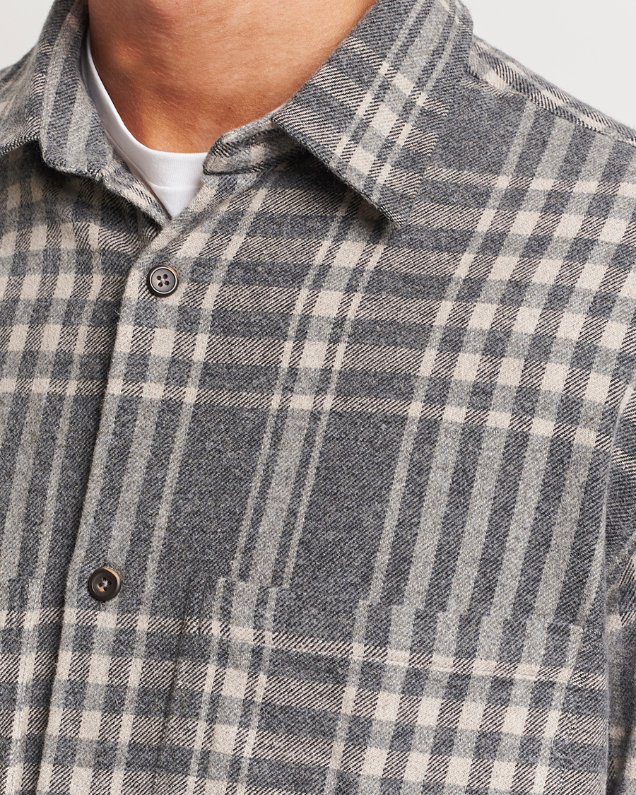 Uomini | Camicie | NN07 | Freddie Checked Overshirt Grey/Cream