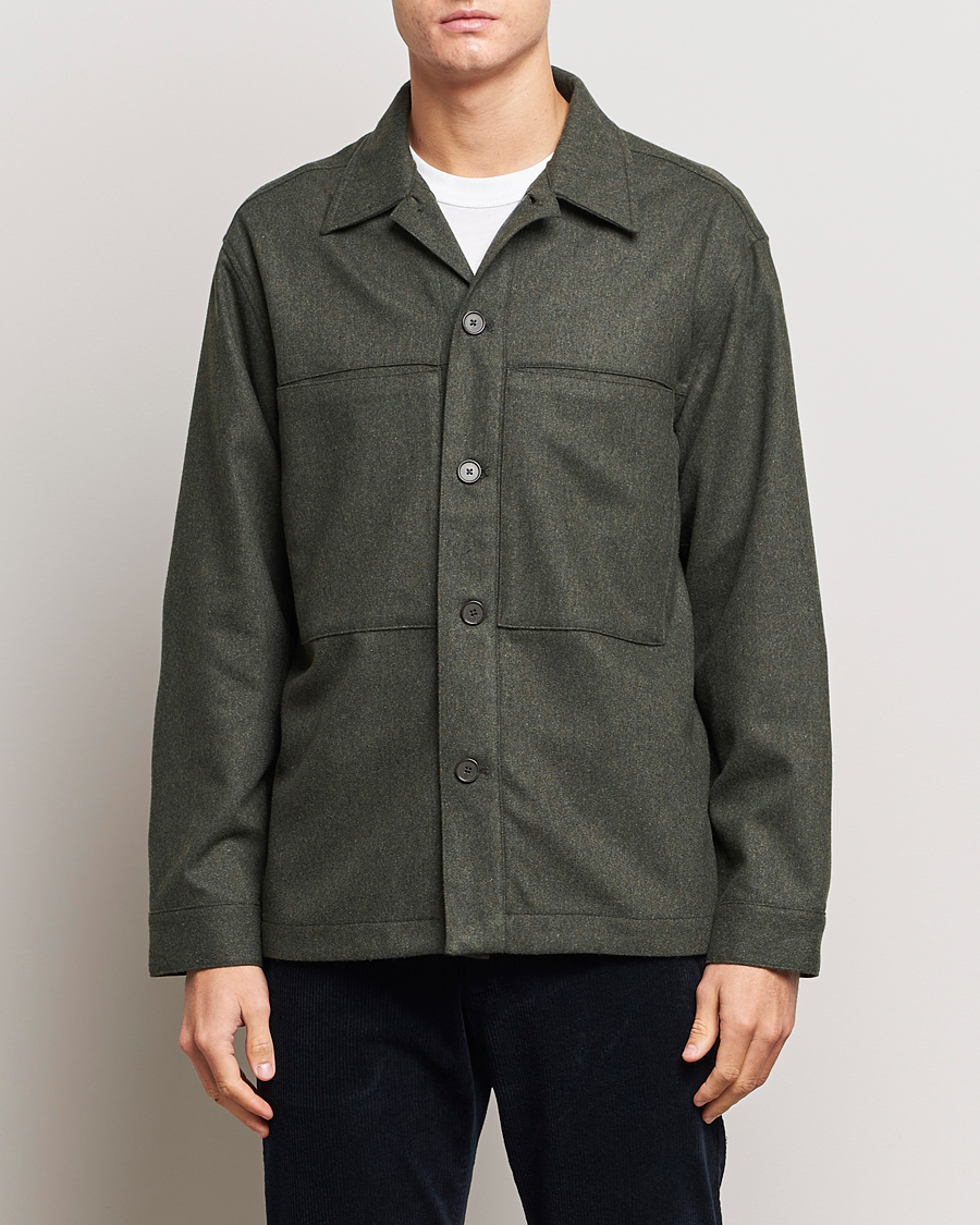 Uomini | Camicie | NN07 | Isak Pocket Overshirt Dark Green
