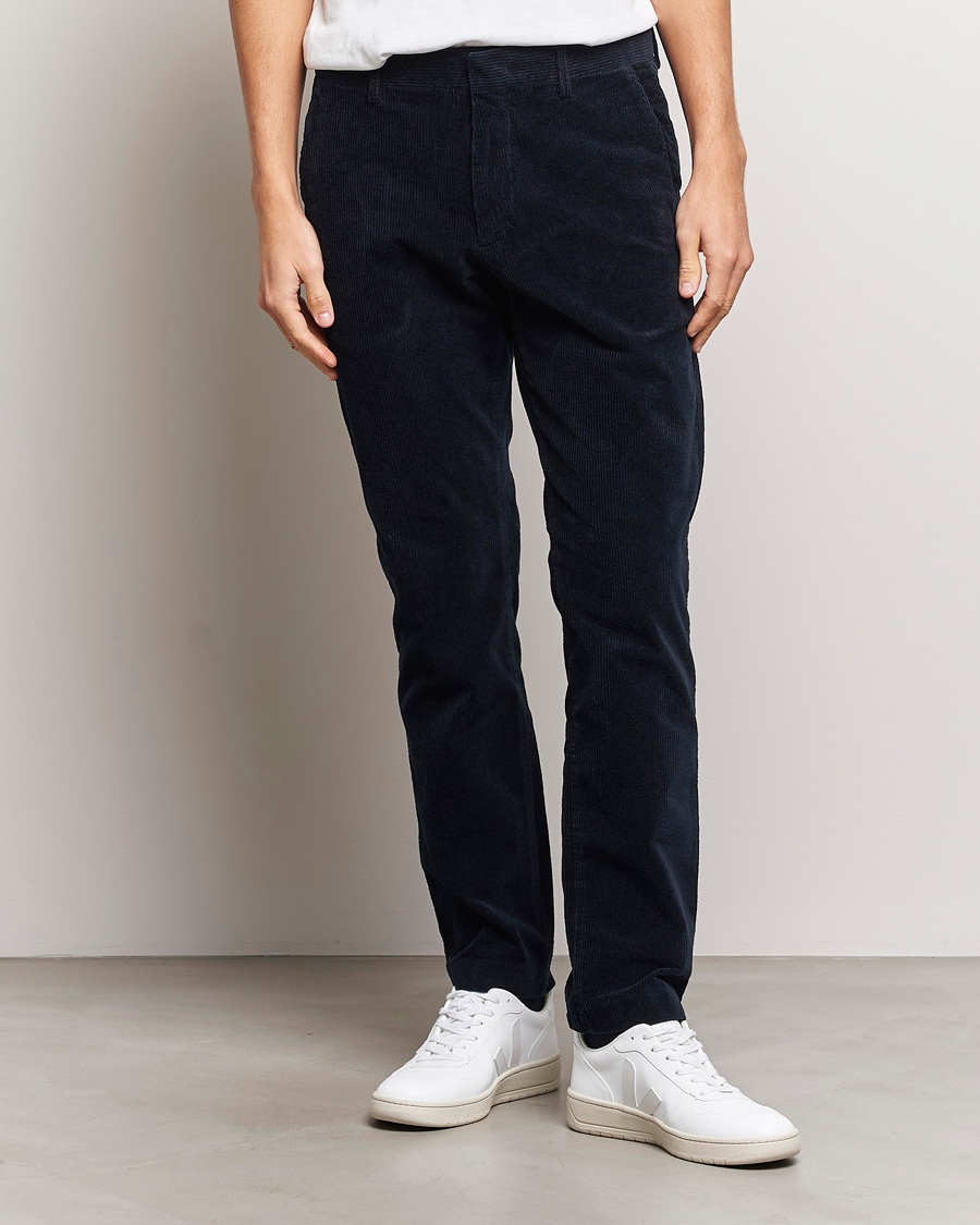 Uomini | Pantaloni | NN07 | Theo Regular Fit Corduroy Chinos Navy Blue