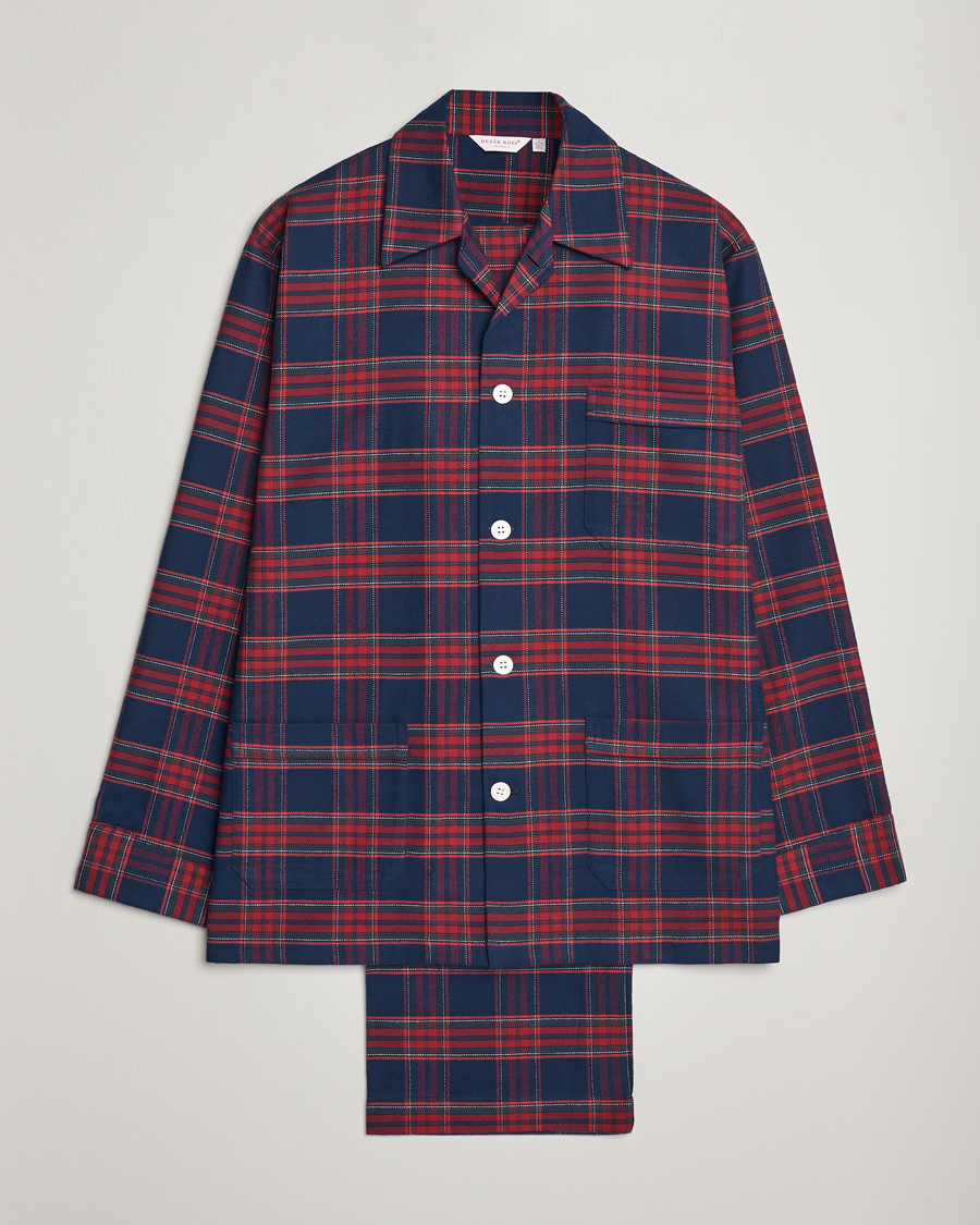 Uomini | Accappatoi & Pigiami | Derek Rose | Cotton Flannel Checked Pyjama Set Multi