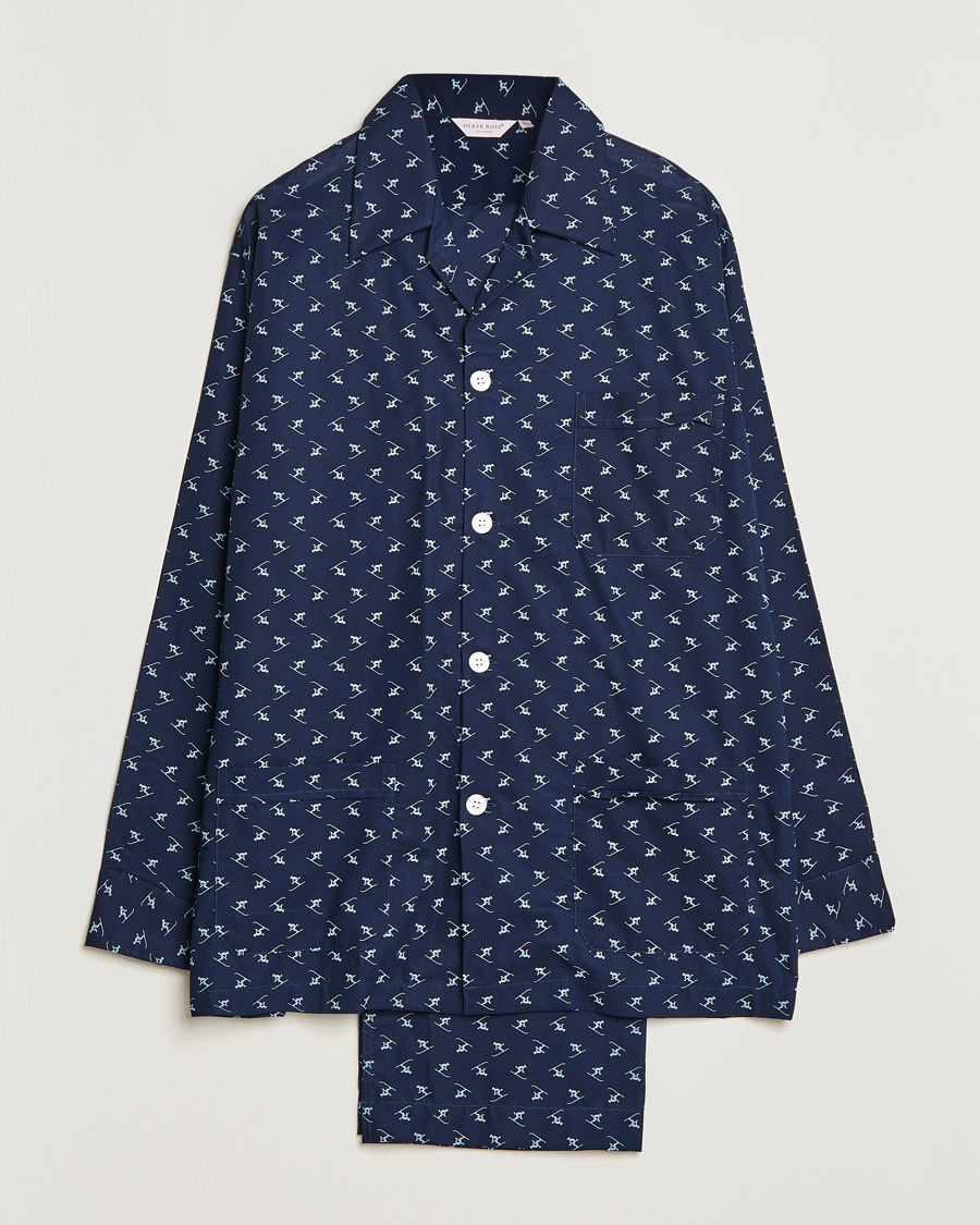 Uomini | Accappatoi & Pigiami | Derek Rose | Cotton Ski Pyjama Set Navy