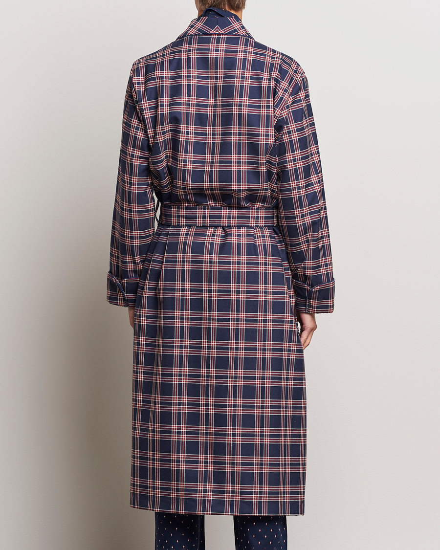 Uomini | Accappatoi & Pigiami | Derek Rose | Wool Checked Gown Navy