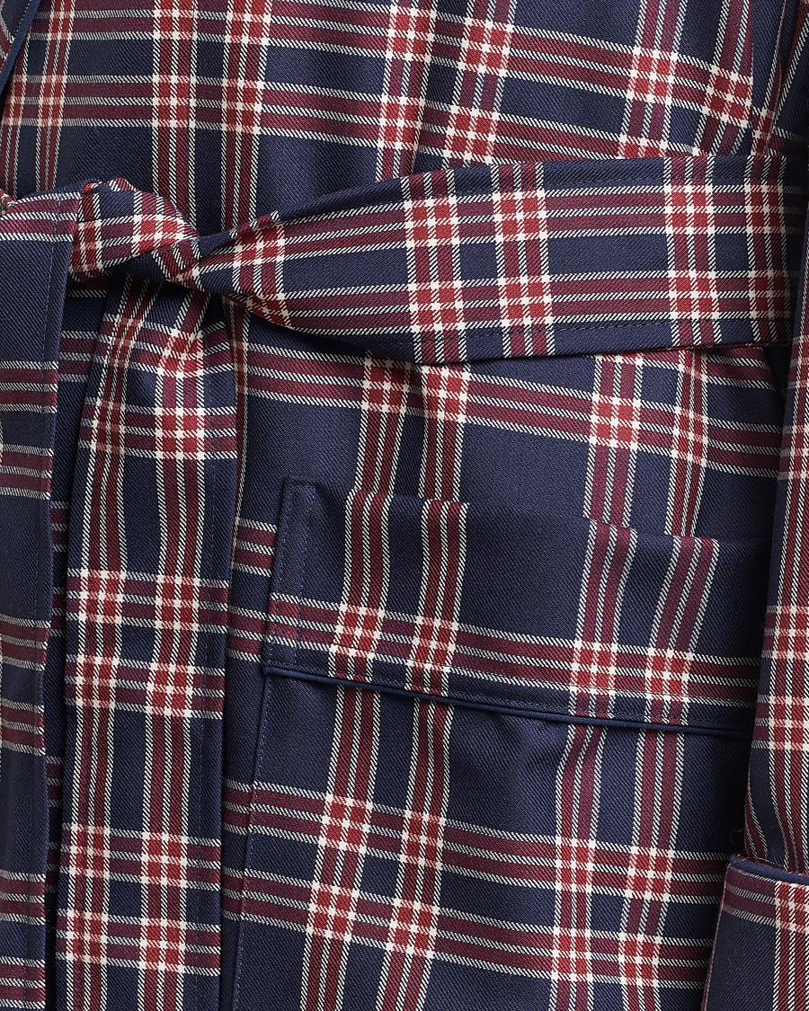 Uomini | Accappatoi & Pigiami | Derek Rose | Wool Checked Gown Navy