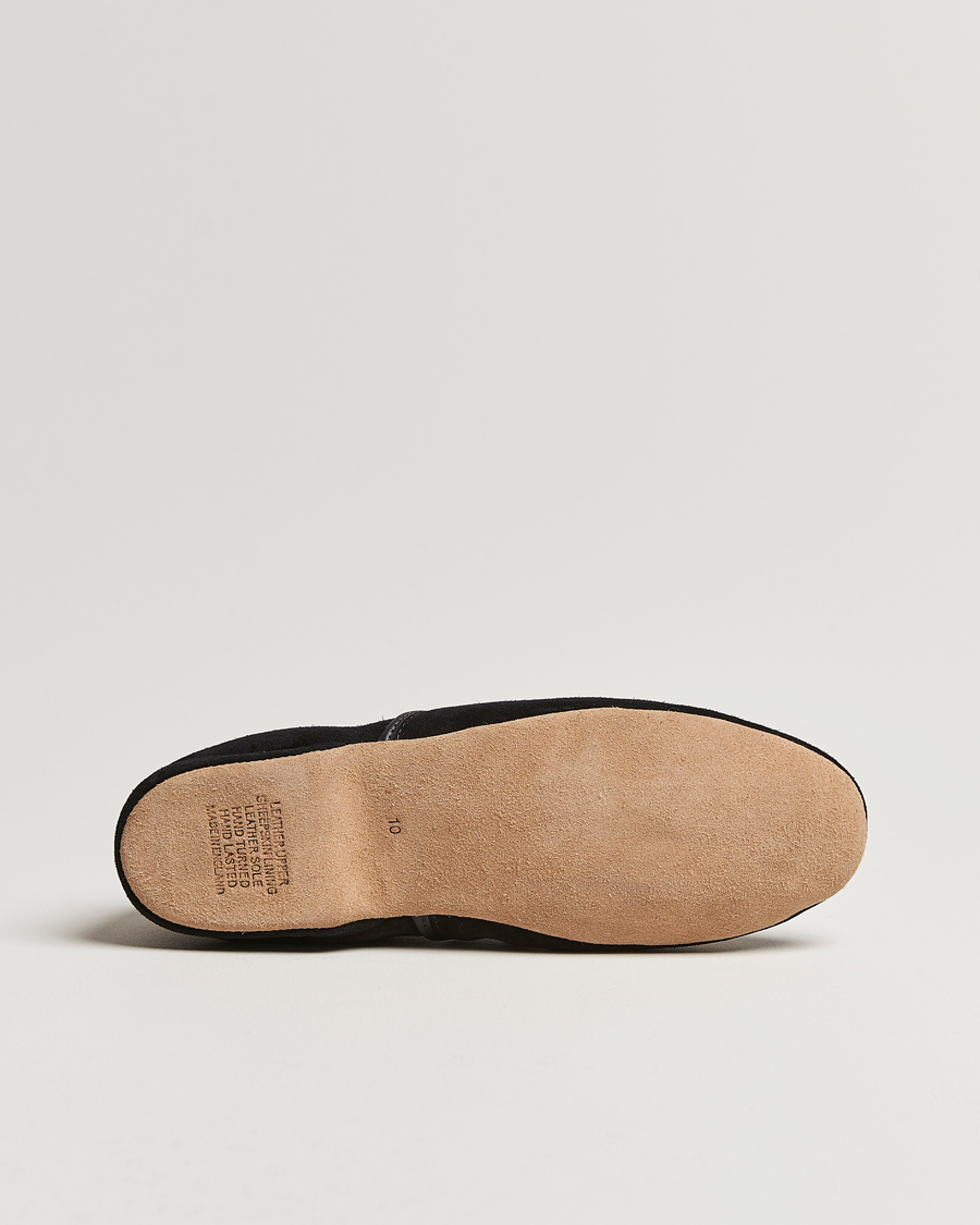 Uomini | Derek Rose Crawford Sheepskin Suede Slippers Black | Derek Rose | Crawford Sheepskin Suede Slippers Black