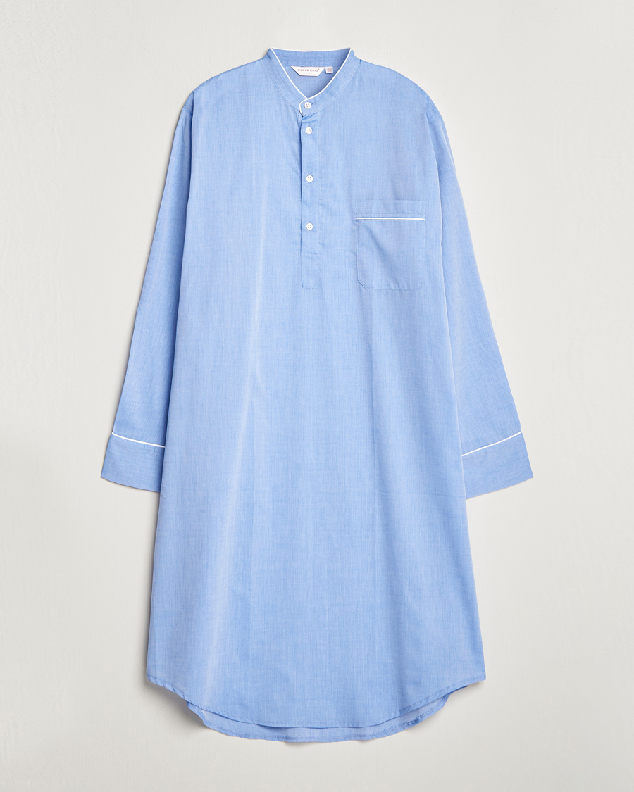 Uomini | Derek Rose Cotton Pullover Nightshirt Light Blue | Derek Rose | Cotton Pullover Nightshirt Light Blue