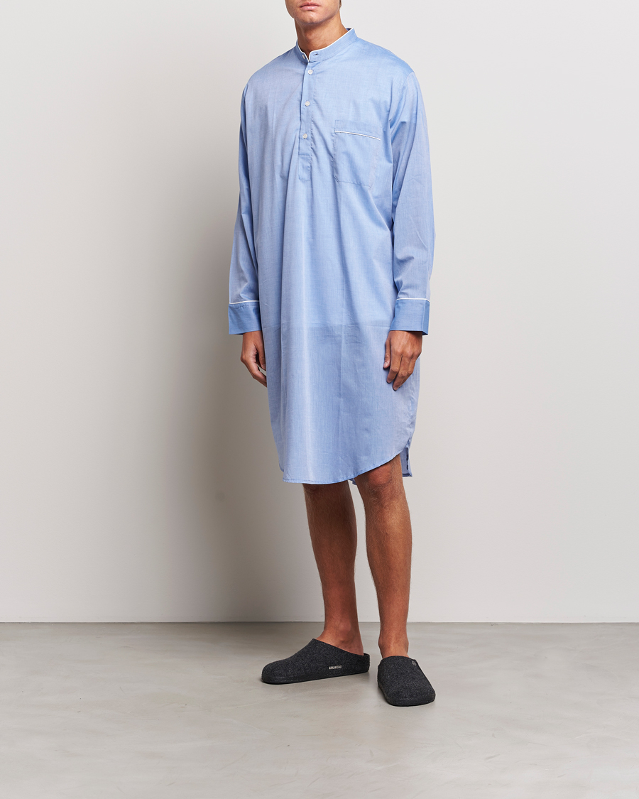 Uomini | Derek Rose Cotton Pullover Nightshirt Light Blue | Derek Rose | Cotton Pullover Nightshirt Light Blue