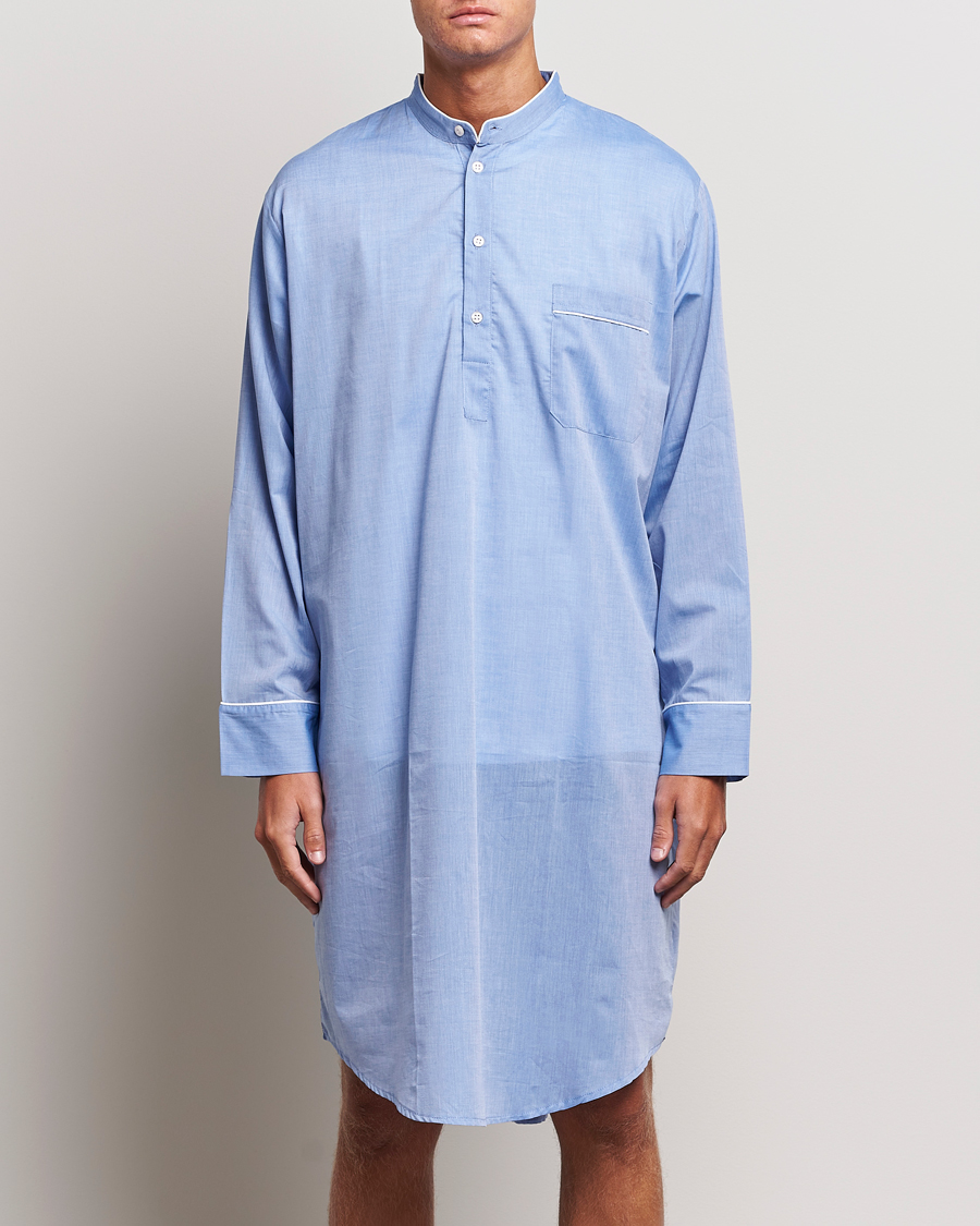 Uomini | Derek Rose Cotton Pullover Nightshirt Light Blue | Derek Rose | Cotton Pullover Nightshirt Light Blue