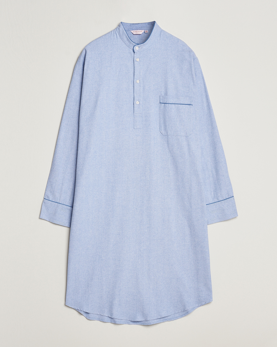 Uomini | Accappatoi & Pigiami | Derek Rose | Cotton Pullover Nightshirt Light Blue