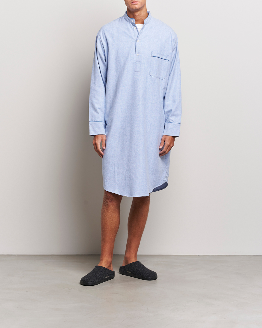 Uomini | Accappatoi & Pigiami | Derek Rose | Cotton Pullover Nightshirt Light Blue