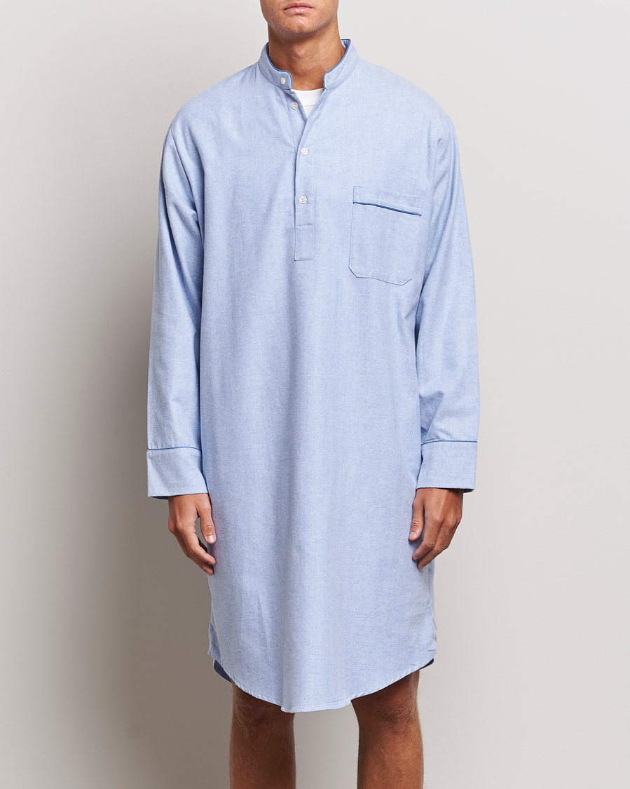 Uomini | Accappatoi & Pigiami | Derek Rose | Cotton Pullover Nightshirt Light Blue