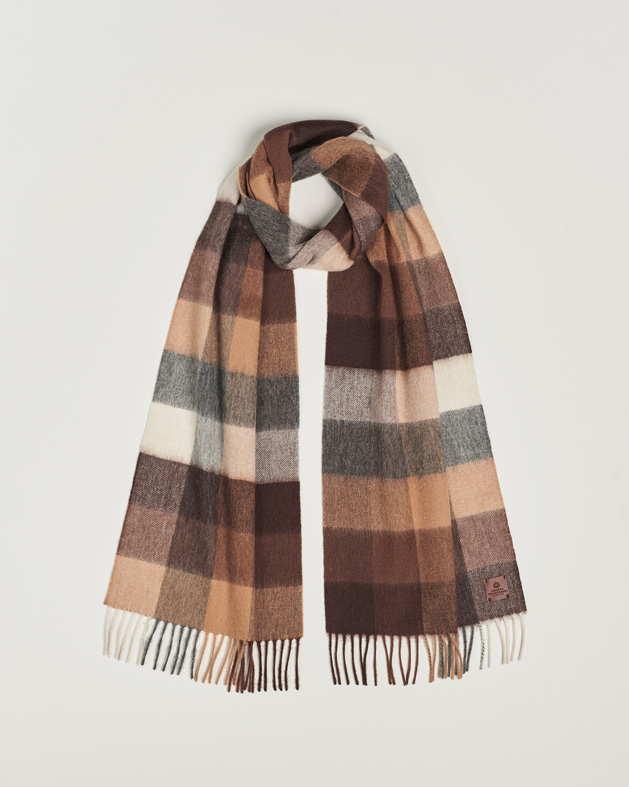 Uomini | Amanda Christensen Merino Wool Block Check Scarf Brown Multi | Amanda Christensen | Merino Wool Block Check Scarf Brown Multi