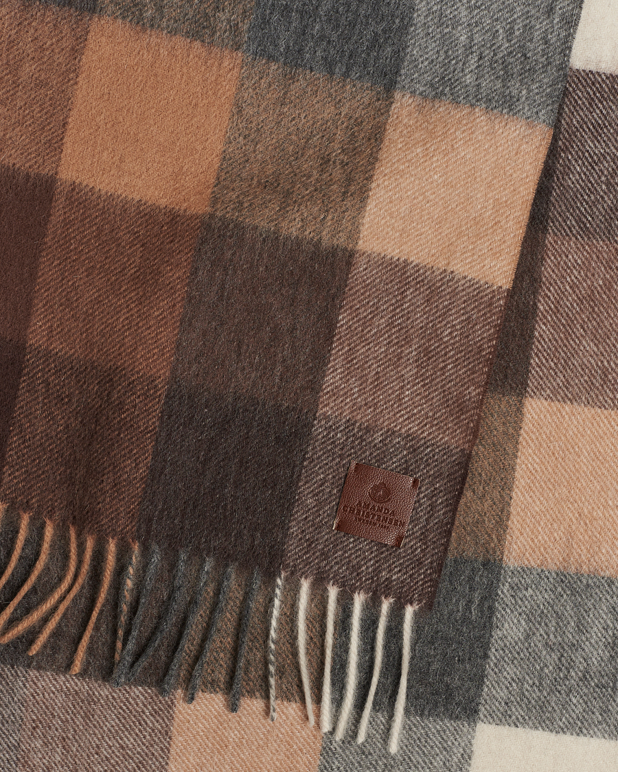 Uomini | Amanda Christensen Merino Wool Block Check Scarf Brown Multi | Amanda Christensen | Merino Wool Block Check Scarf Brown Multi