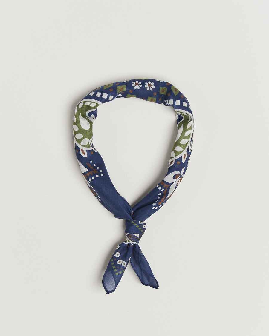 Uomini | Amanda Christensen Cotton Voilé Printed Flower Bandana Navy | Amanda Christensen | Cotton Voilé Printed Flower Bandana Navy