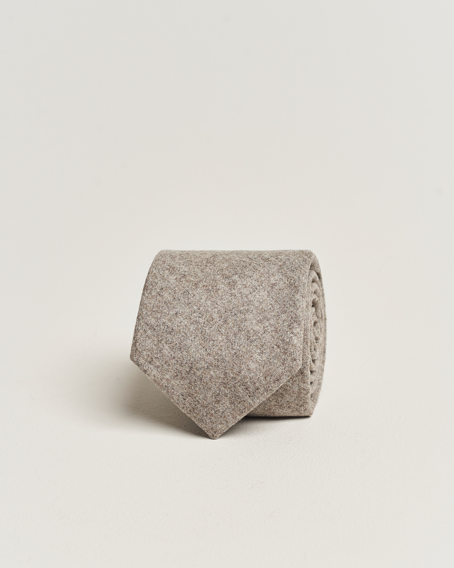 Uomini | Cravatte | Amanda Christensen | Wool Flannel 8cm Tie Beige