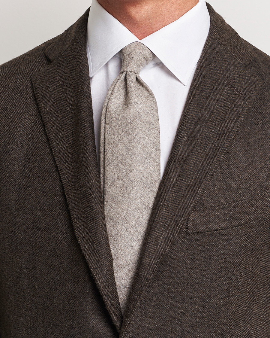 Uomini | Cravatte | Amanda Christensen | Wool Flannel 8cm Tie Beige