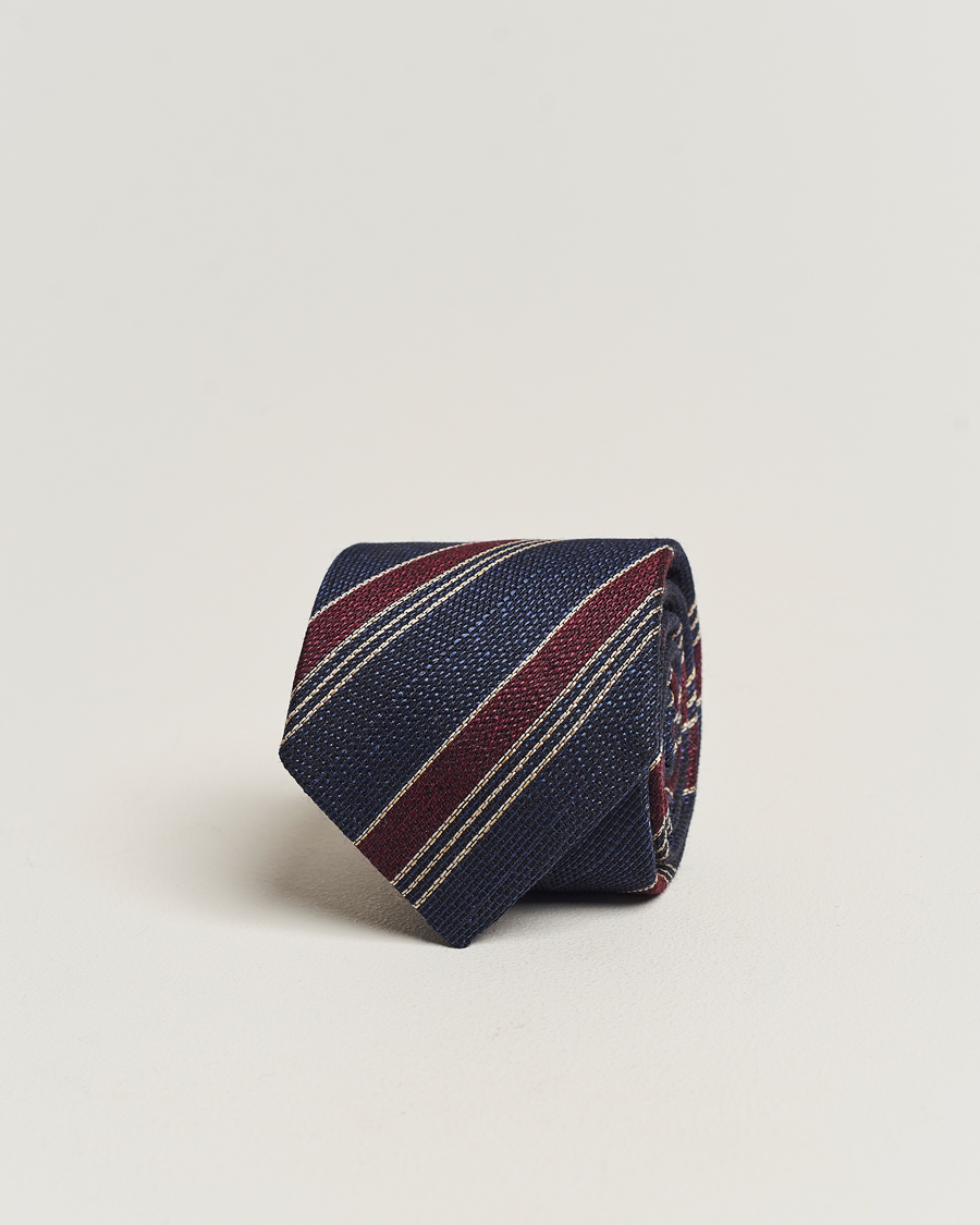 Uomini | Amanda Christensen Cotton/Wool/Silk 8cm Regimental Stripe Tie Navy/Red | Amanda Christensen | Cotton/Wool/Silk 8cm Regimental Stripe Tie Navy/Red