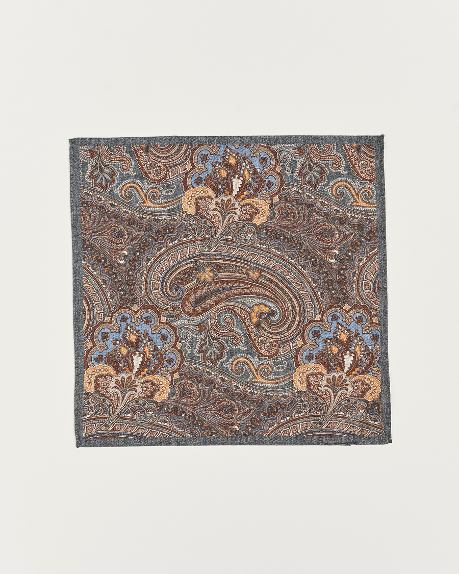 Uomini | Amanda Christensen Cotton Flannel Doublefaced Pocket Square Grey | Amanda Christensen | Cotton Flannel Doublefaced Pocket Square Grey