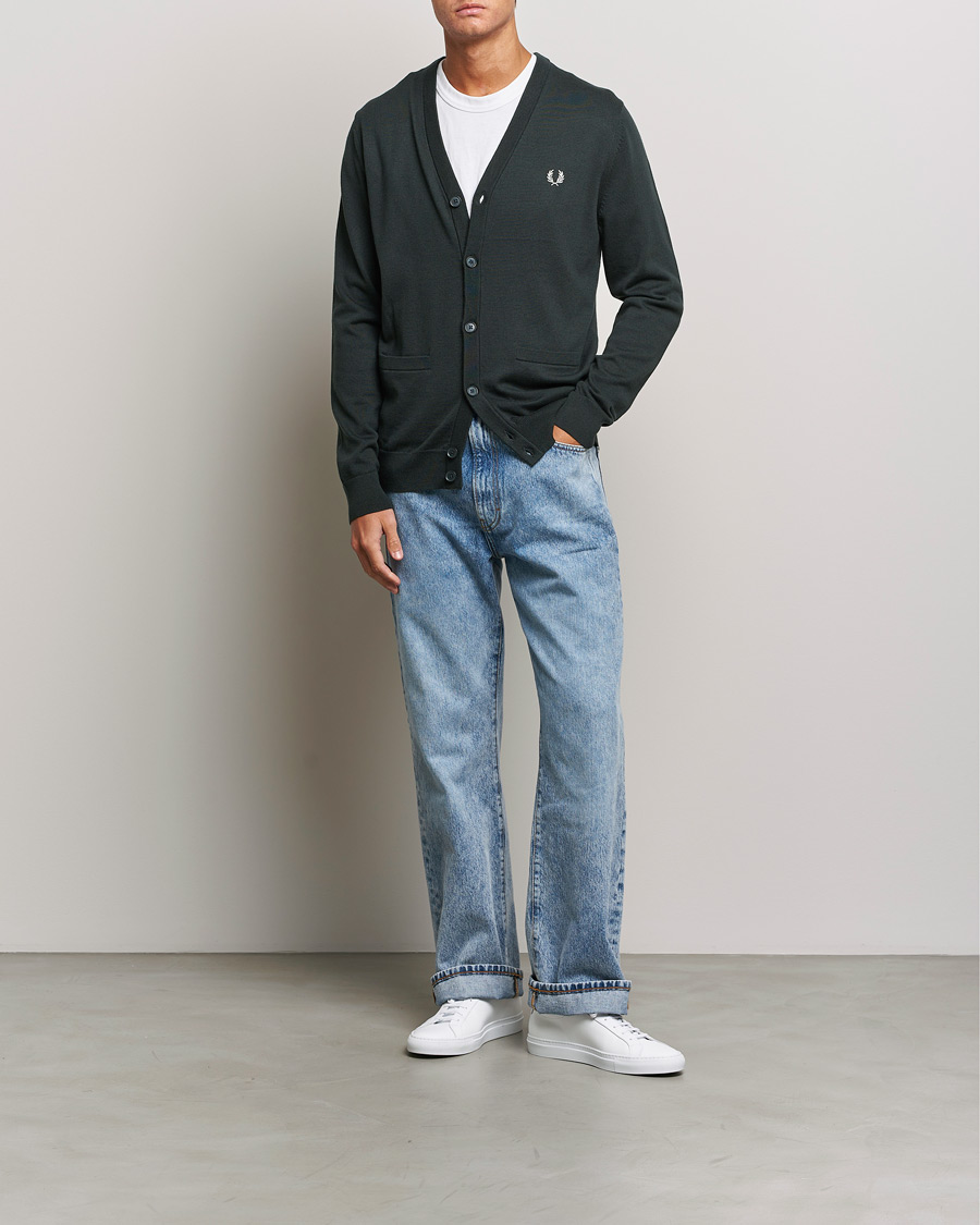 Uomini | Maglieria | Fred Perry | Knitted Cardigan Night Green