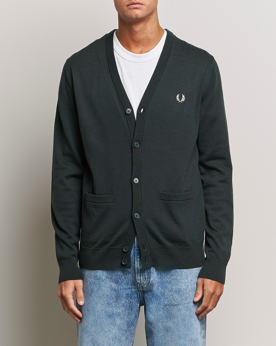 Uomini | Maglieria | Fred Perry | Knitted Cardigan Night Green
