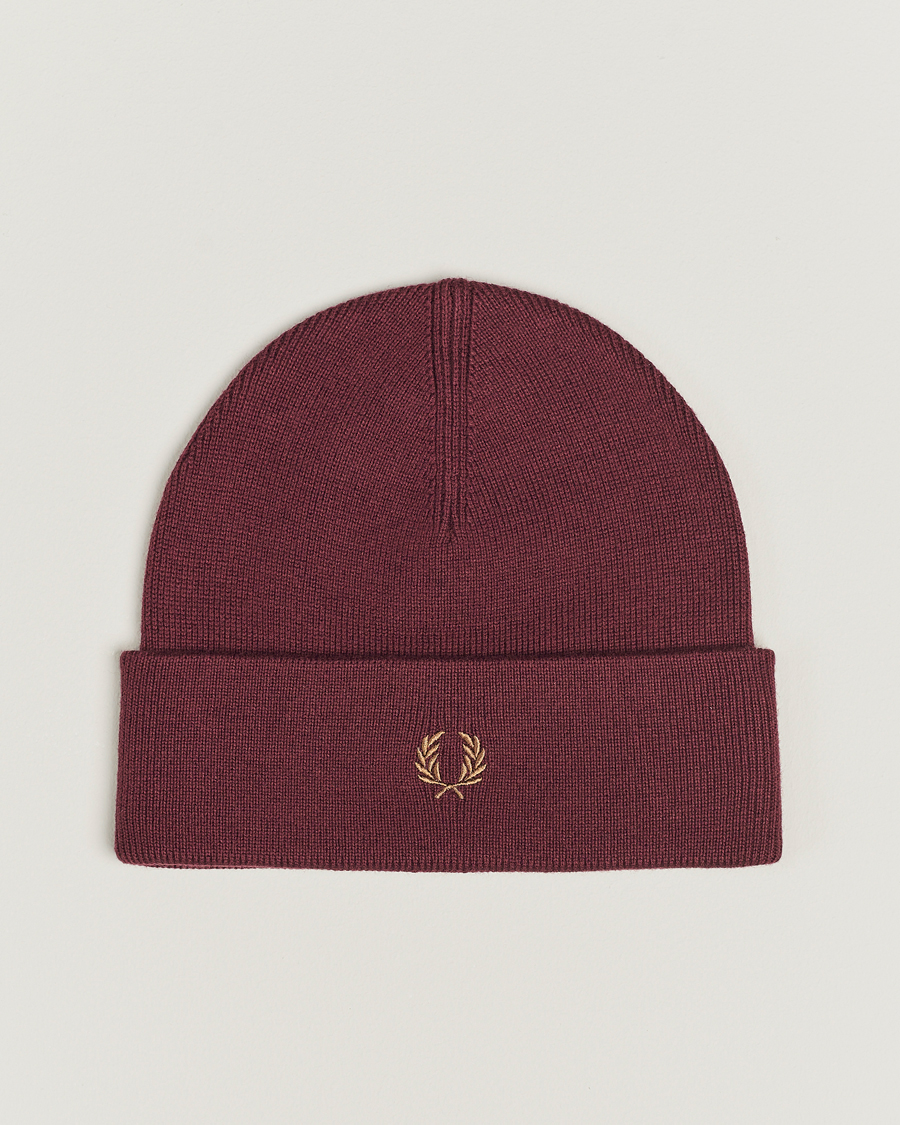 Uomini | Fred Perry Merino Wool Beanie Oxblood | Fred Perry | Merino Wool Beanie Oxblood