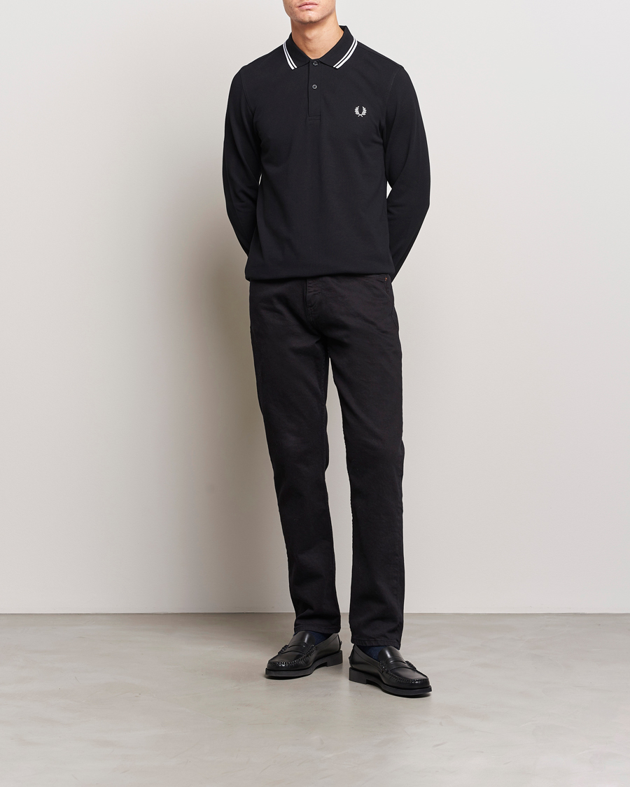 Uomini | Polo | Fred Perry | Long Sleeve Twin Tipped Shirt Black