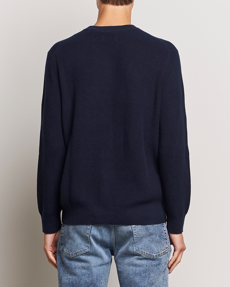 Uomini | Maglieria | GANT | Cotton/Wool Rib Knitted Crew Neck Evening Blue